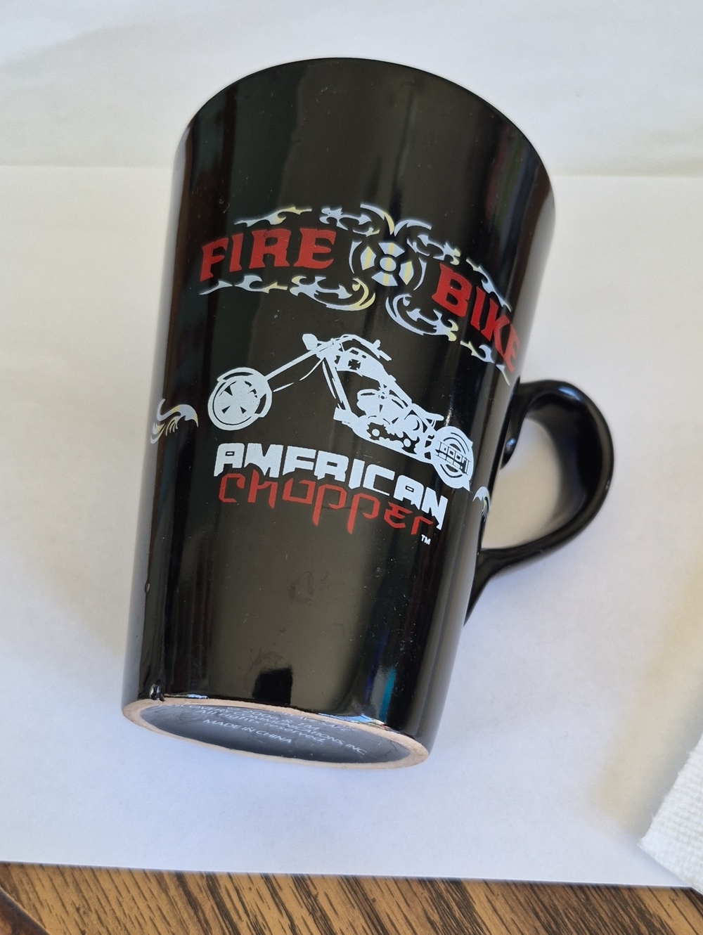 Discovery Communications 2006 American Chopper Fire Bike Mug Black Red